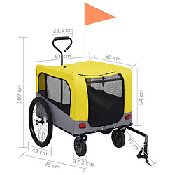 vidaXL Remorque de vélo pour chiens et poussette 2-en-1 jaune et gris pas cher