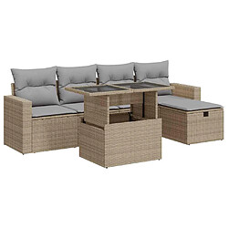 vidaXL Salon de jardin avec coussins 6 pcs beige résine tressée