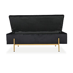 Banquette coffre Olivia Velours noir pieds or