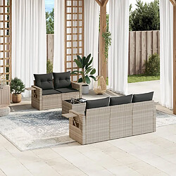 vidaXL Salon de jardin 6 pcs avec coussins gris clair résine tressée