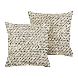 Beliani Lot de 2 coussins HOWEA Coton 45 x 45 cm Géométrique Beige