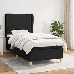 Maison Chic Structures de lit + matelas,Lit à sommier tapissier avec matelas Noir 90x190 cm Tissu -MN54028