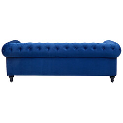 Beliani Ensemble canapé et fauteuil en velours bleu cobalt 4 places CHESTERFIELD pas cher