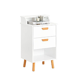 SoBuy FBT125-W Table de Chevet, Table de Nuit, Table d'Appoint, Bout de Canapé avec 1 Étagère, 2 Tiroirs et 1 Compartiment Ouvert