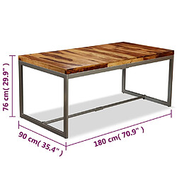 vidaXL Table à manger Bois massif et acier 180 cm pas cher