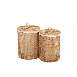 Dansmamaison Set De 2 Panier + Couvercle Cire Jacynthe D'Eau Naturel