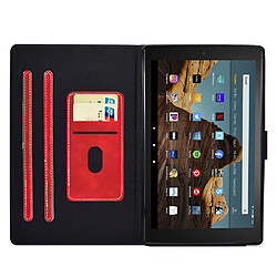 Etui en PU magnétique avec support et porte-carte pour votre Amazon Fire HD 8 (2016)/(2017)/(2020) - rouge