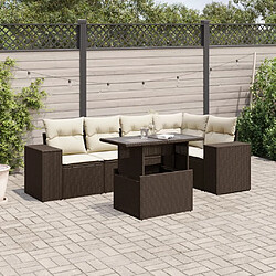 vidaXL Salon de jardin avec coussins 6 pcs marron résine tressée