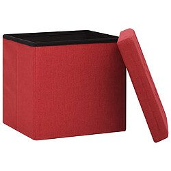 Avis vidaXL Tabouret de rangement pliable Rouge bordeaux Faux lin