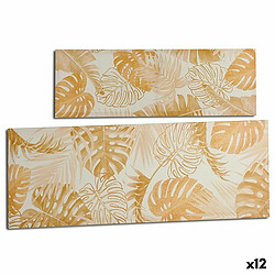 Gift Decor Toile Feuille d'une plante Doré 90 x 30 x 1,5 cm (12 Unités)