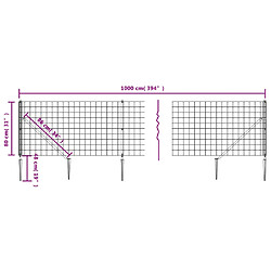 Acheter vidaXL Clôture en treillis métallique et ancrage anthracite 0,8x10 m