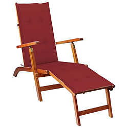 Maison Chic Chaise longue,Chaise de terrasse,Chaise d’extérieur avec repose-pied et coussin Acacia solide -GKD90532