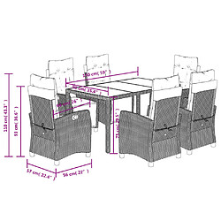 vidaXL Ensemble à manger de jardin coussins 7pcs Noir Résine tressée pas cher