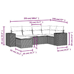 Avis vidaXL Salon de jardin avec coussins 6 pcs marron résine tressée