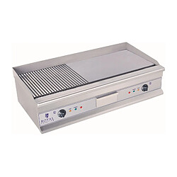 Helloshop26 Plancha électrique nervurée - 100cm - 2 x 3.2kW acier inox professionnel 3614047 