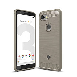 Wewoo Coque en TPU antichoc fibre de carbone texture brossée pour Google Pixel 3 Lite (Gris)