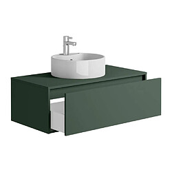 Acheter Vente-Unique Meuble de salle de bain suspendu vert mat avec simple vasque ronde - 94 cm - TEANA II