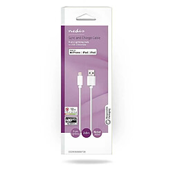 NEDIS Cordon Lightning IPHONE 7 8 9 10 11 12 13 14 USB 2.0 Apple Lightning à 8 broches USB-A Mâle 480 Mbps Plaqué nickel 2.00 m Licence Or