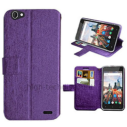 Htdmobiles Housse etui portefeuille pour Archos 50 Helium Plus + verre trempe - MAUVE