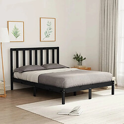 vidaXL Cadre de lit sans matelas noir 120x200 cm bois massif 