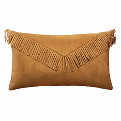 Atmosphera, Createur D'Interieur Coussin à franges effet suédine Pop - L. 50 x l. 30 cm - Jaune ocre