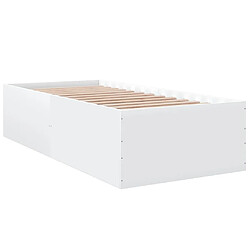 Vidaxl Cadre de lit blanc 75x190 cm bois d'ingénierie