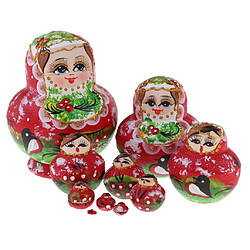 10pcs poupées gigognes russes en bois Matryoshka w. Jouets pour enfants peints à la main