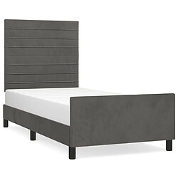 Maison Chic Lit adulte - Cadre Structure de lit avec tête de lit Contemporain Gris foncé 100x200 cm Velours -MN90234