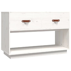 Maison Chic Meuble TV scandinave - Banc TV pour salon Blanc 90x40x60 cm Bois de pin massif -MN61365