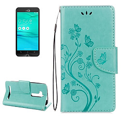 Wewoo Housse Étui vert pour ASUS Zenfone Go ZB500KL Modèle de fleurs pressées Horizontal en cuir flip avec support & Slots de cartes Portefeuille