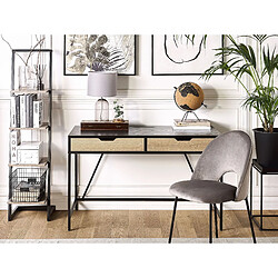 Avis Beliani Bureau noir / effet bois clair avec 2 tiroirs 120 x 60 cm JENA