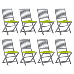 vidaXL Chaises pliables d'extérieur lot de 8 et coussins Bois d'acacia