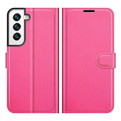 Etui en PU texture litchi, fermeture magnétique rose pour Samsung Galaxy S22 Plus