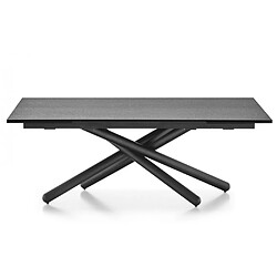 Avis Inside 75 Table repas extensible 12 couverts DUEL 300cm pieds métal noir plateau céramique gris