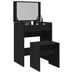 vidaXL Coiffeuse et tabouret noir 60x40x113,5 cm