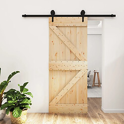 vidaXL Porte coulissante en pin massif - 85x210 cm