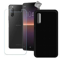 Htdmobiles Coque silicone gel fine pour Sony Xperia 1 II + verre trempe - NOIR