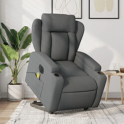 Maison Chic Fauteuil Relax pour salon, Fauteuil inclinable de massage électrique Gris foncé Tissu -GKD25633