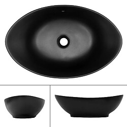 Avis Lavabo avec vidage et trop-plein 59x38x19 cm noir en céramique ML-Design