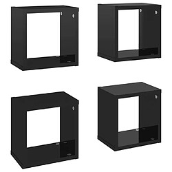 vidaXL Étagères cube murales 4 pcs noir brillant 22x15x22 cm