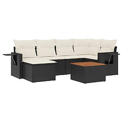 Maison Chic Ensemble Tables et chaises d'extérieur 7pcs avec coussins,Salon de jardin noir résine tressée -GKD324072