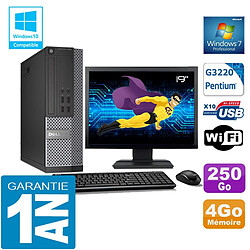 PC DELL 7020 SFF Intel G3220 Ram 4Go Disque 250 Go Wifi W7 Ecran 19" - Occasion