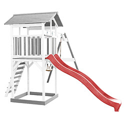 Acheter AXI Beach Tower Aire de Jeux avec Toboggan en Rouge, 2 Balançoires & Bac à Sable | Grande Maison Enfant extérieur en Gris & BLANC | Cabane de Jeu en Bois FSC