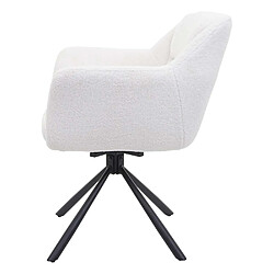 Acheter Decoshop26 Lot de 2 chaises de salle à manger avec accoudoirs siège pivotant en tissu bouclé blanc 04_0007364