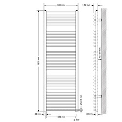 Acheter LuxeBath Radiateur de salle de bain Sahara Raccord latéral sèche-serviettes Blanc 60x180cm