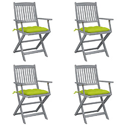 vidaXL Chaises pliables d'extérieur lot de 4 et coussins Bois d'acacia