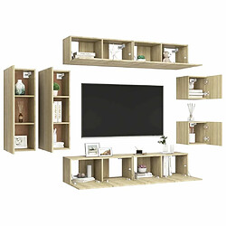 Avis Maison Chic Ensemble de meubles TV 8 pcs | Banc TV Moderne pour salon | Meuble de Rangement - Chêne sonoma Aggloméré -MN60841