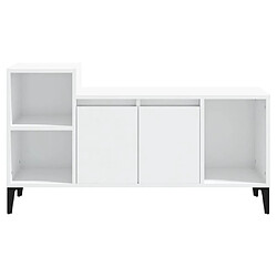 Maison Chic Meuble TV scandinave - Banc TV pour salon Blanc brillant 100x35x55 cm Bois d'ingénierie -MN23963 pas cher