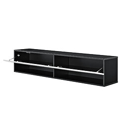 Helloshop26 Étagère murale 2 portes meuble support TV rangement 140 cm noir effet béton 03_0005186