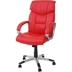 Decoshop26 Fauteuil chaise de bureau sur roulettes pivotante hauteur réglable synthétique rouge 04_0001804